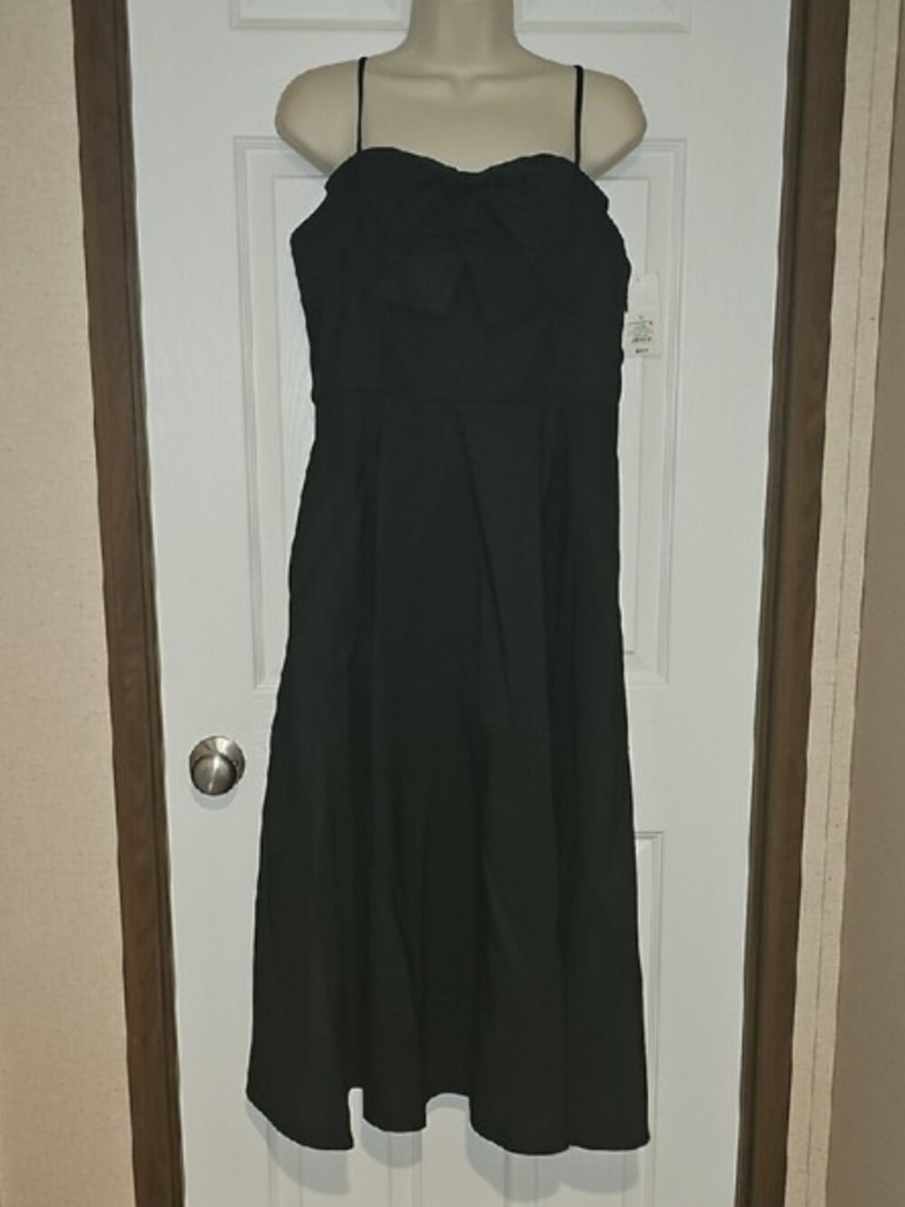 A New Day Women's Size 10 Bow Midi Dress with Pockets Black New